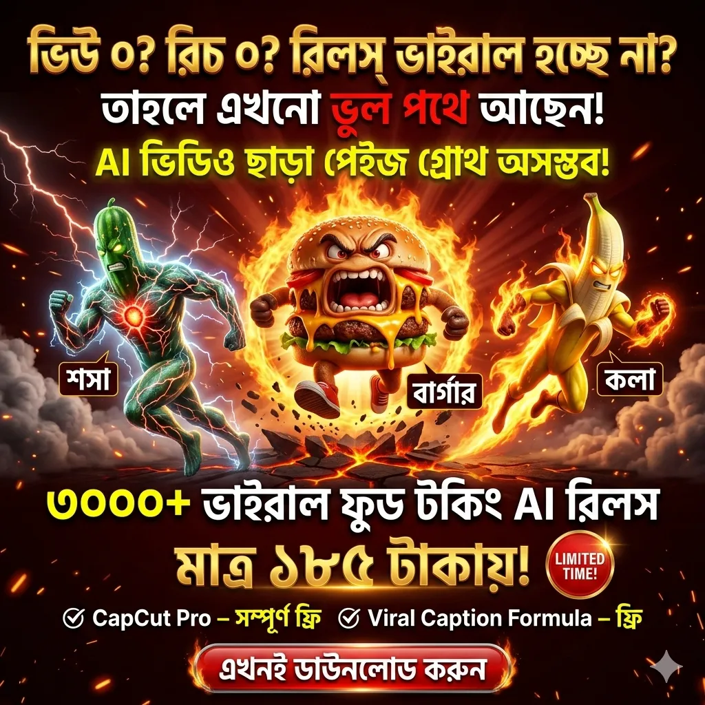 ৩০০০+ বাংলা AI ফুড টকিং রিলস্ বান্ডেল মাত্র ১৮৫ টাকায়